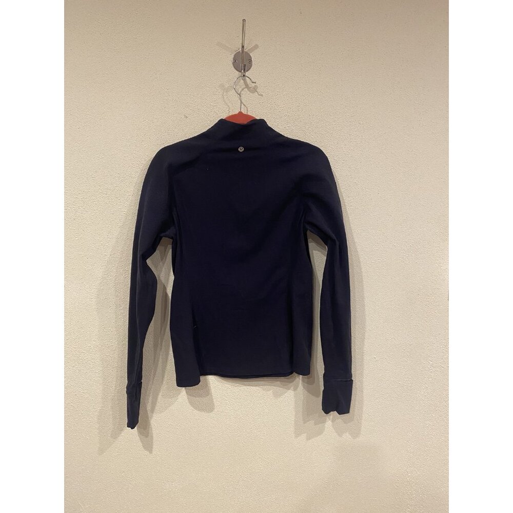 Lululemon Shirt Womens 10 Blue Mock Neck 1/4 Zip Textured Sleeve Athletic Gym - Picture 4 of 5